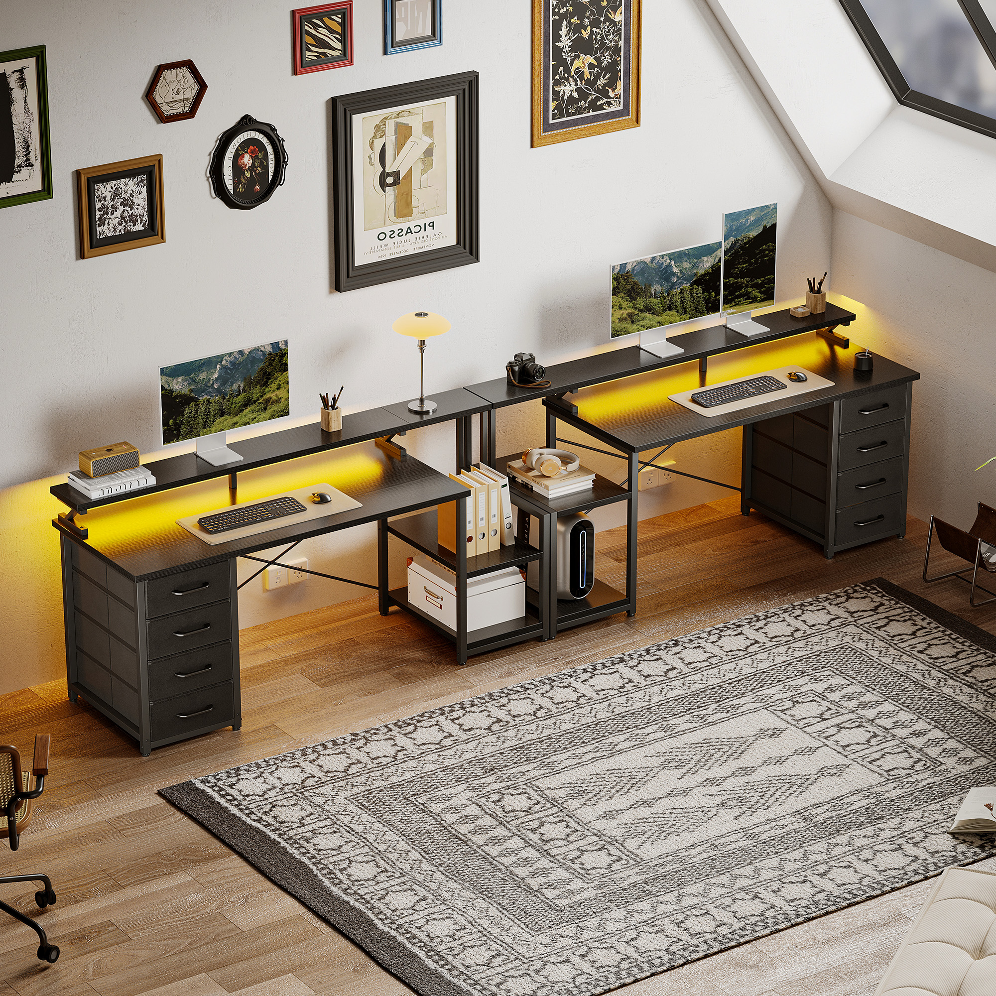 Casacomoda 55-Inch Computer Desk with LED Lights, White photo 5