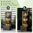 thumbnail image 5 of 32.2" 3-Tier Outdoor Garden Water Fountain with LED Lights, Mossy Stone Cascading Resin Waterfall Feature for Patio, Yard, or Porch Decor, 5 of 8