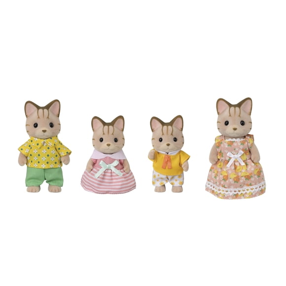 Calico Critters Striped Cat Family, Set of 4 Collectible Doll Figures