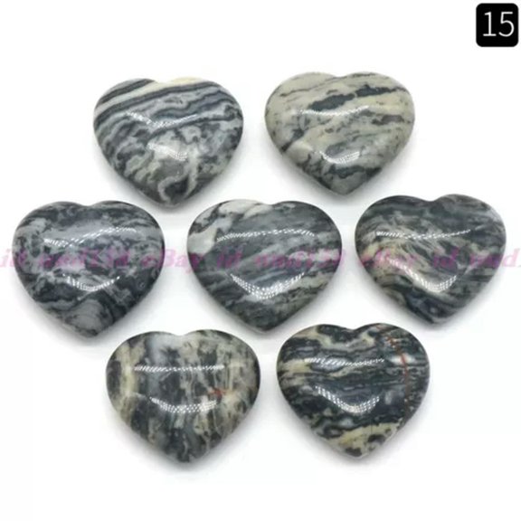 K-KED 10Pcs Natural Healing Reiki Quartz Crystal Heart Stone Gemstone Collection -Picasso Jasper ( 10 pcs )