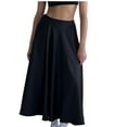 thumbnail image 4 of GigrtiJin Womens Satin Midi Skirt Elastic High Waist Flowy Maxi Skirts Silk Elegant Long Trendy A-Line Skirts, 4 of 7