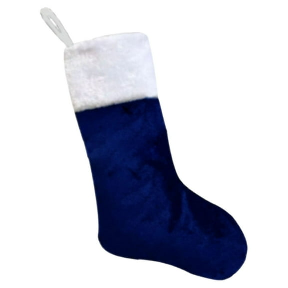 Jumbo Blue Plush Christmas Stocking, 17-Inch Giant Oversized Xmas Hanging Mantel Decor with White Cuff