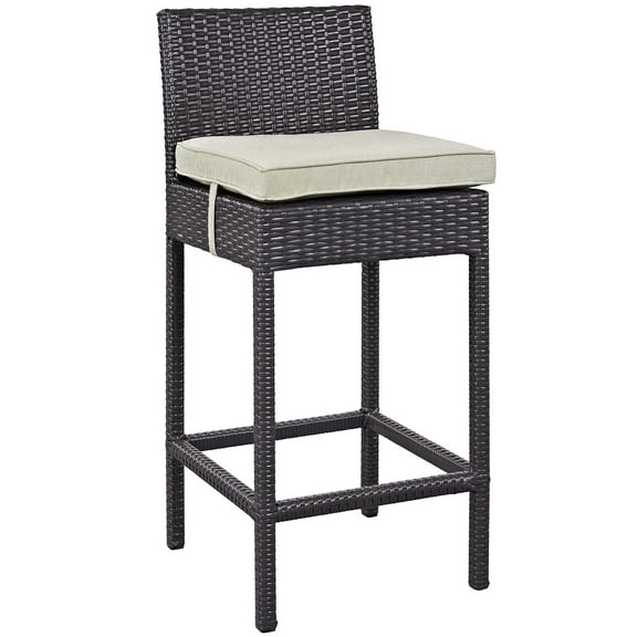 Modway Convene Outdoor Patio Fabric Bar Stool in Espresso Beige