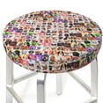 thumbnail image 3 of Fotbe dogs and cats Pattern Stool Covers Round,Waterproof Round Bar Stool Covers Bar Chair Covers Washable Stool Cushion Slipcover for 12-14 Inch Chair-14 inch, 3 of 7