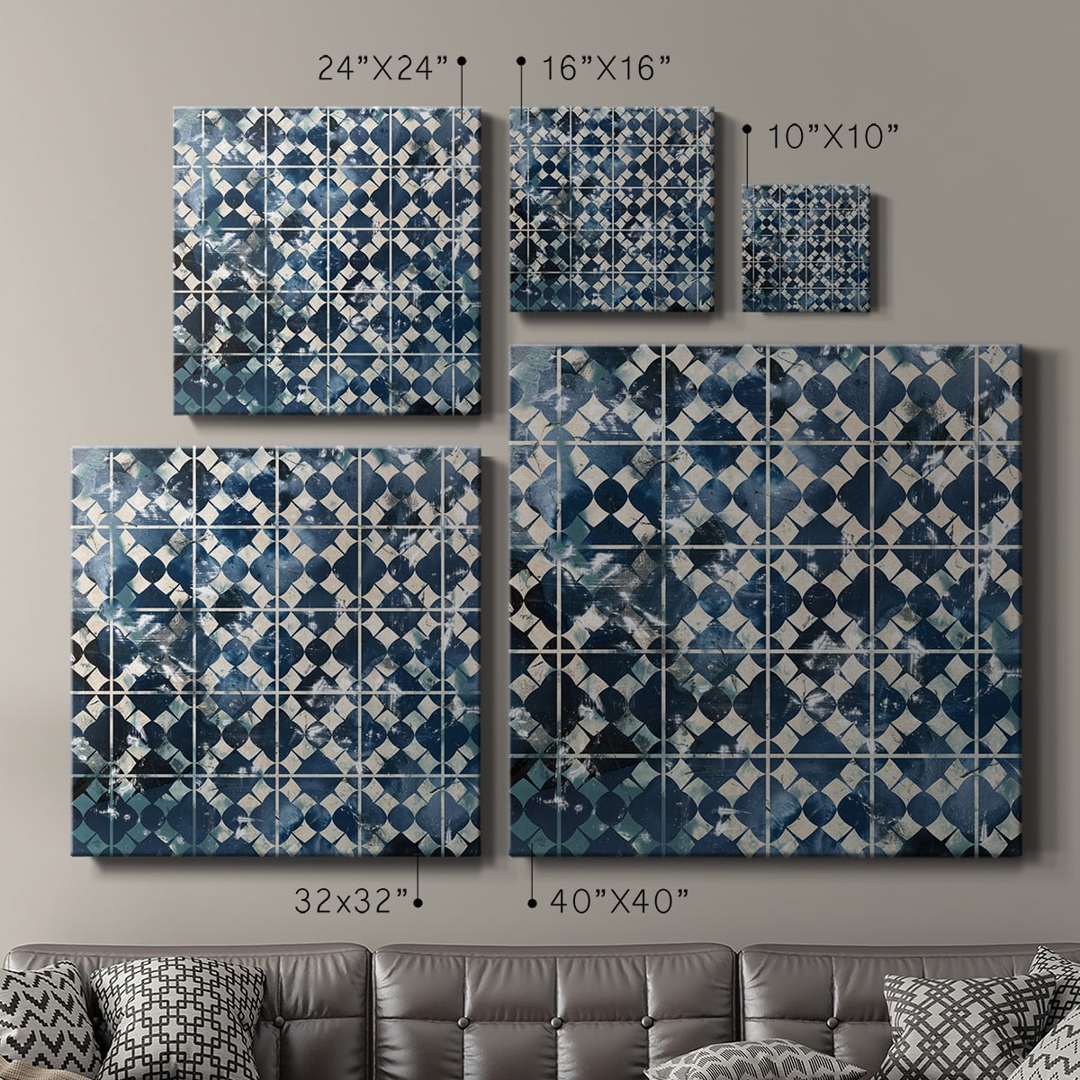 Wexford Home Tile-Dye V-Premium Gallery Wrapped Canvas, 32" x 32" - Ready to Hang