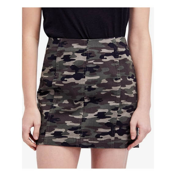 FREE PEOPLE Womens Green Camouflage Above The Knee Skirt Size: 10