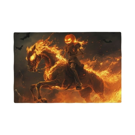 

Table Placemats Set of 4 - Halloween Flame Pumpkin Skeleton Knight 12x18 In Faux Linen Double Heat Resistant Place Mats Cloth Indoor/Outdoor Placemats Washable Table Mats for Dining Kitchen Party