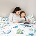 thumbnail image 4 of Manfei Fish Coral Seashell Starfish Twin Comforter Sets for Kids Boys and Girls, Watercolor Marine Life Bedding Set, Stars Reversible 2-Piece, 1 Comforter and 1 Pillowcase, 4 of 6