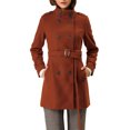 thumbnail image 3 of INSPIRE CHIC Women's Stand Collar Double Breasted Mid Length Winter Trenchcoat XL Brown, 3 of 8