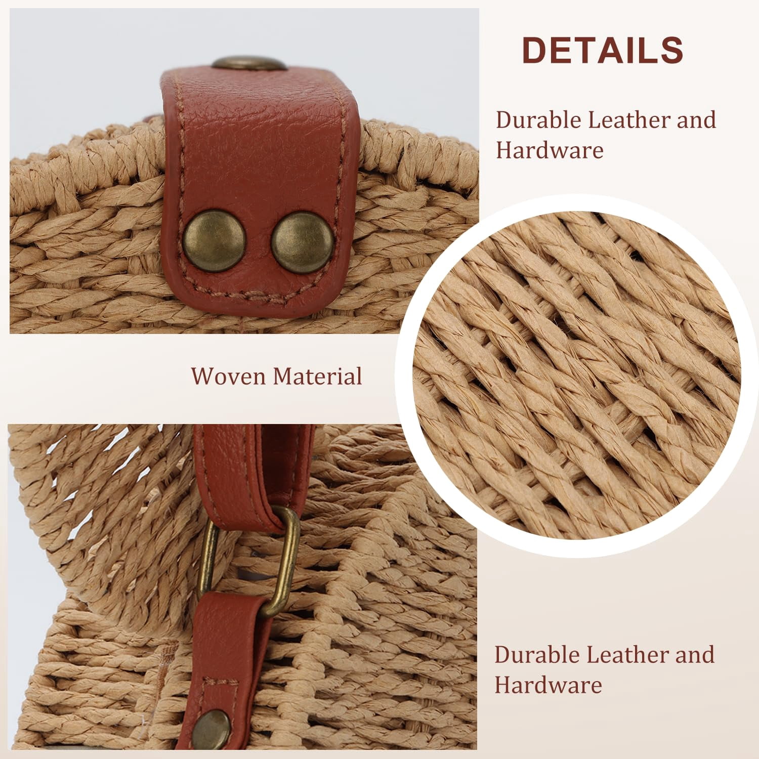 Round Rattan Purse for Women Wicker Crossbody Bag Cute Summer Beach Bag Woven Handbag for Vacation