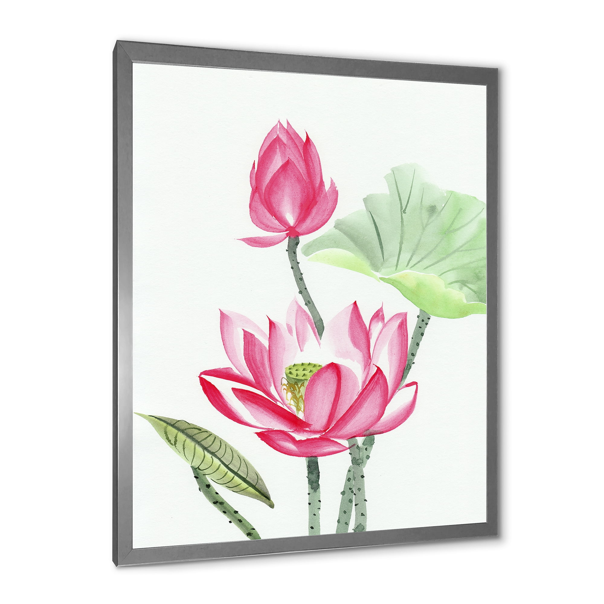 Designart 'Ancient Pink Lotus Flower' Traditional Framed Art Print