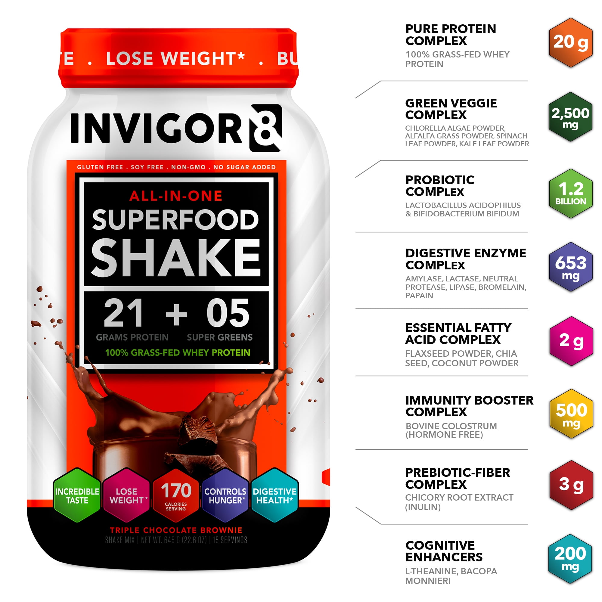 INVIGOR8® Superfood Grass-Fed Whey Protein Shake (4 Pack)