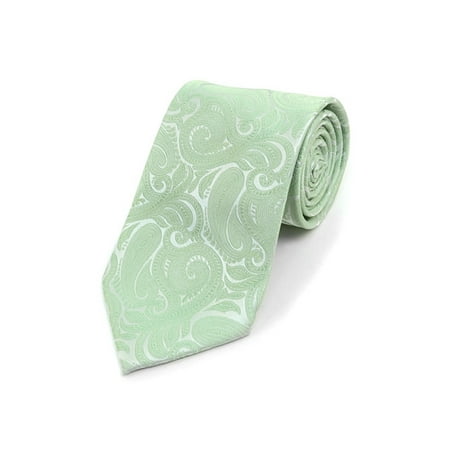Alynn Novelty Green Silk Ties - Men's Paisley 100% Microfiber Poly Woven Wedding Neck Tie