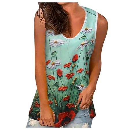 

YFPWM Corset Tops for Women Pleated T-shirts Bathing Suit Tops Asymmetrical Tops Birthday Cake Top Print Blouse Round Neck Embroidered Sleeveless T-shirt