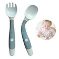 thumbnail image 2 of Baby Utensils Spoons Forks 2 Sets, Cute Toddlers Feeding Training Spoon and Fork Tableware Set Easy Grip Heat-Resistant Bendable BPA Free Great Self-Feeding Learning Spoons Forks for Kids, 2 of 9
