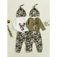 thumbnail image 3 of Caoirhny Baby Boys 3PCS Outfit Sets Long Sleeve Crew Neck Elk Embroidery Romper Camouflage Pants Hat, 3 of 9