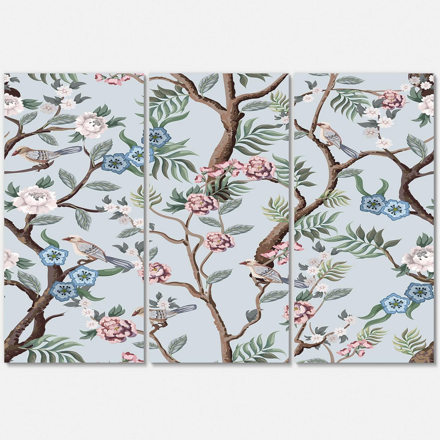 Designart Chinoiserie With Birds and Peonies X Canvas Wall Art