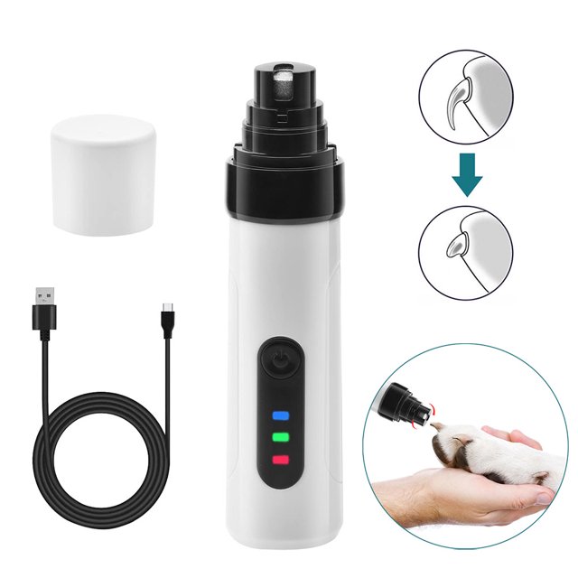 Molinillo de uñas para perros, cortaúñas para perros con luces LED, súper silencioso, eléctrico recargable, para perros y gatos pequeños, medianos y grandes