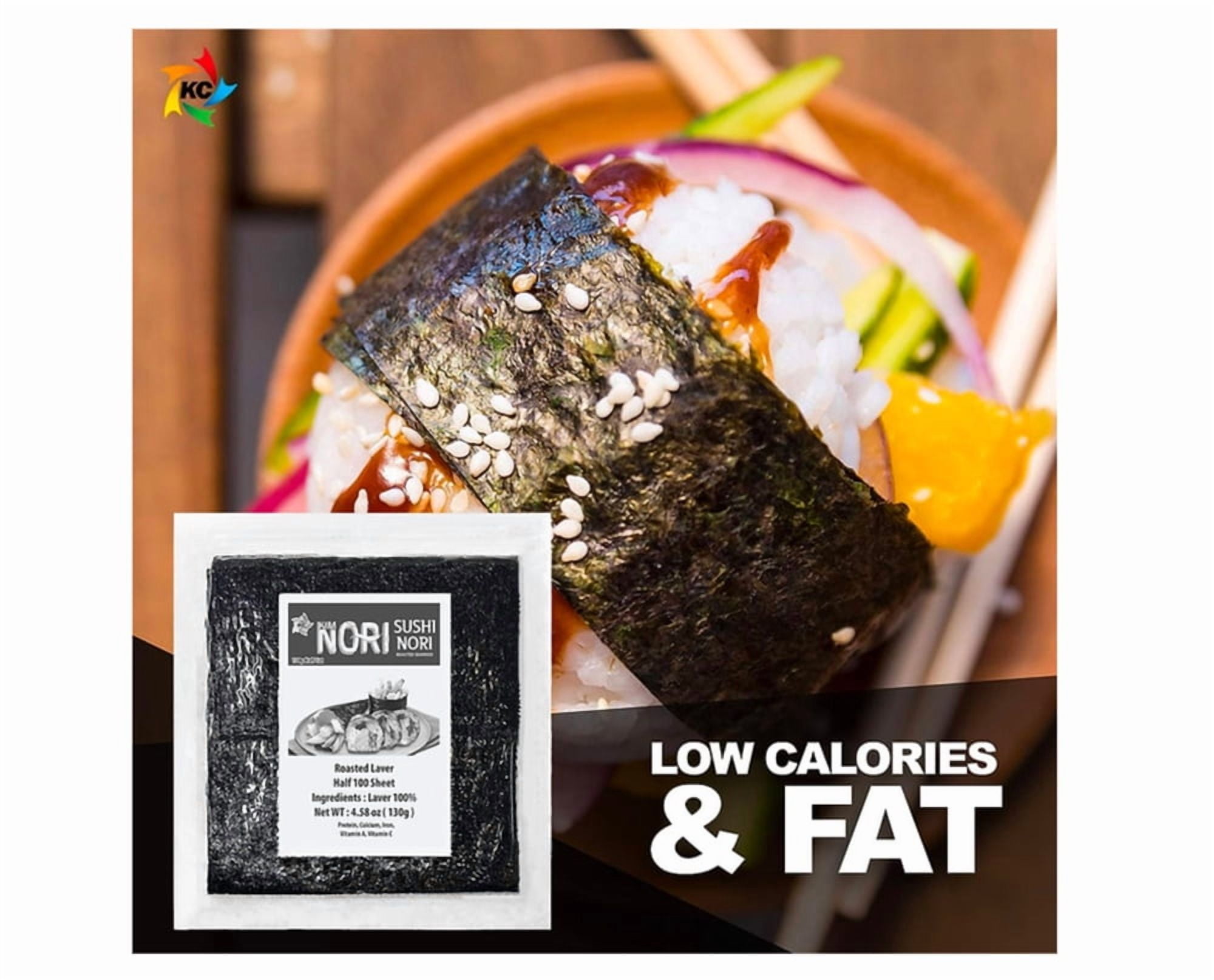 Sushi Nori - 100 Half Cut Size for Sushi, or Kimbap, Roasted
