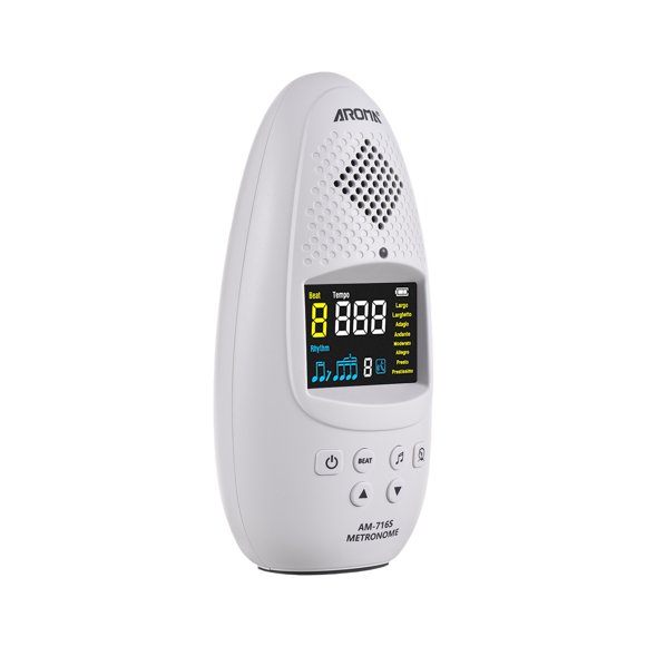 AROMA Compact Rechargeable Electronic Metronome with Color Display for Piano, Guitar, Drums, and Guzheng - AROMA AM-716S, 40-208 BPM Tempo Range, Built-in Battery, Lightweight Design, Available in