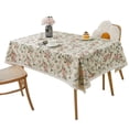 thumbnail image 4 of Mantel rectangular con estampado de flores, bonito mantel de lino y algodón a prueba de polvo para decoración de cocina, comedor, Buffet (150x180cm), 1 ud., 4 of 5