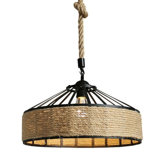AOOOWER Retro Vintage Industrial Hemp Rope Pendant Lamp Chandelier Ceiling Pendant Decor