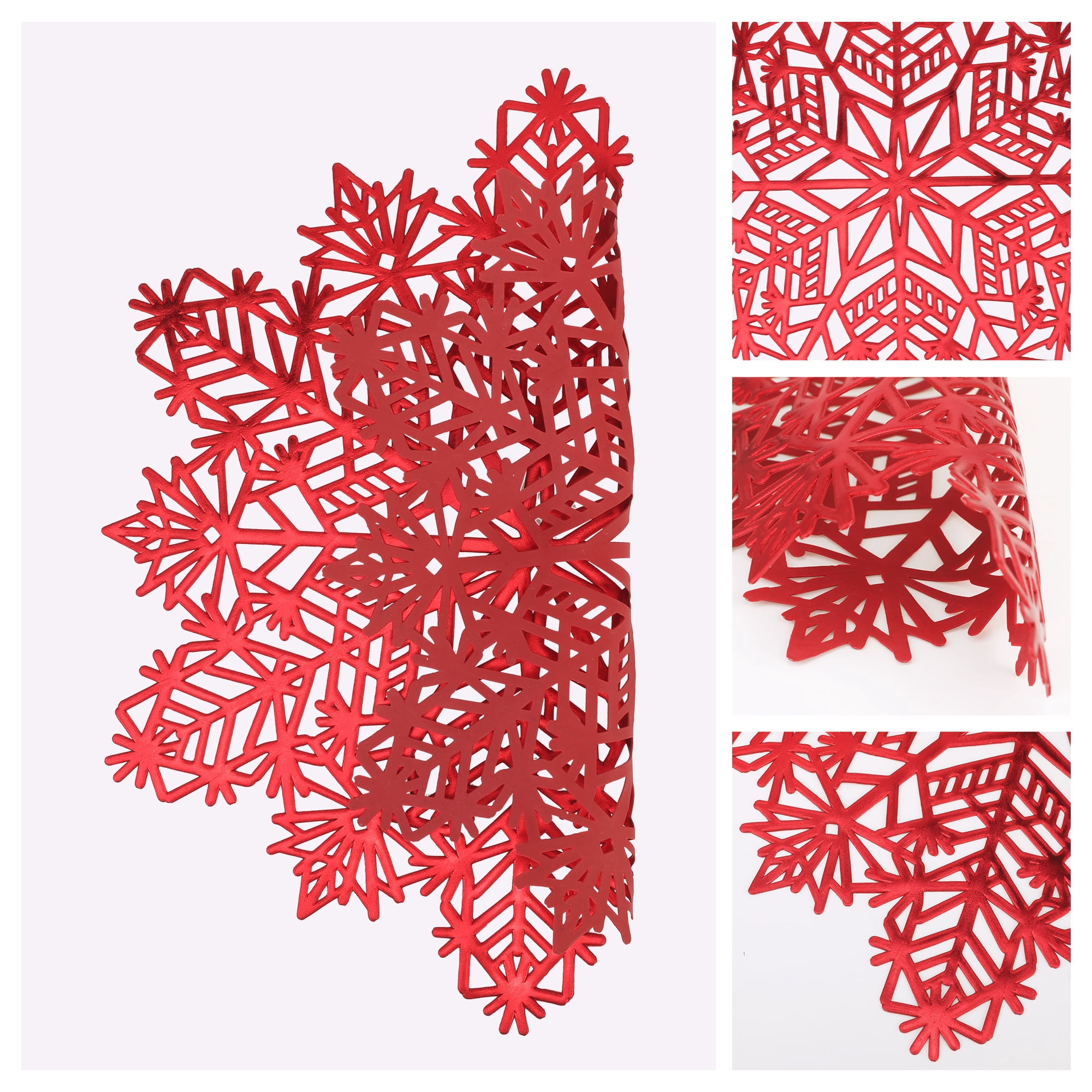 Unique Bargains Set of 6 Snowflake Shape Placemats Kitchen Table Mat Red