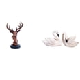 thumbnail image 1 of Adorno de cabeza de ciervo, estatua de cisne, artesanía de resina, figura de animal, decoración del hogar, adorno decorativo para mesita de noche, esc, 1 of 8
