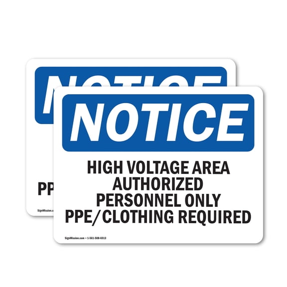 (2 Pack) High Voltage Area Authorized Personnel Only OSHA Notice Sign
