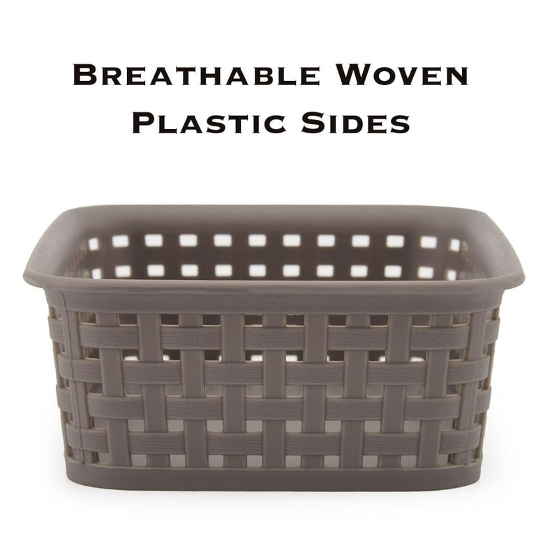 ZEAYEA 9 Pack Small Plastic Storage Baskets, Woven Design, Sturdy, Black,  Gray, White, 7.7 L x 5.5 W x 2.4 H