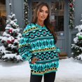 thumbnail image 2 of SCRAWLGOD American Tribal Blue Black Crewneck Fall Sweatshirts for Women Trendy Women's Long Sleeve Pullover Tops with Pockets Stylish for Daily Wear, Spots, Office, S, 2 of 7