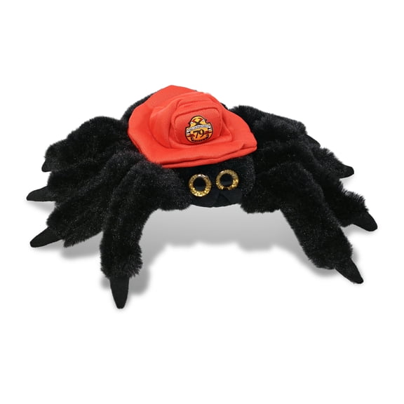 DolliBu Spider Firefighter Stuffed Animal - Super Soft Black Spider Fireman Toy with Red Fireman Hat Outfit, Cute Insect Life Animal Fire Fighter Doll Plush Toy for Kids and Adults - 8 Inch