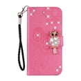 thumbnail image 2 of Feishell Samsung S21 FE Case Owl Pattern Glitter Sparkly Gems Shockproof PU Leather Wallet Cover Flip Stand Card Slots Magnetic Diamond Bling Folio Case for Samsung Galaxy S21 FE, Rosegold, 2 of 7