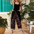thumbnail image 3 of Women's Casual Sleeveless Christmas Print Cotton Jumpsuit, Black, Size L, 3 of 6