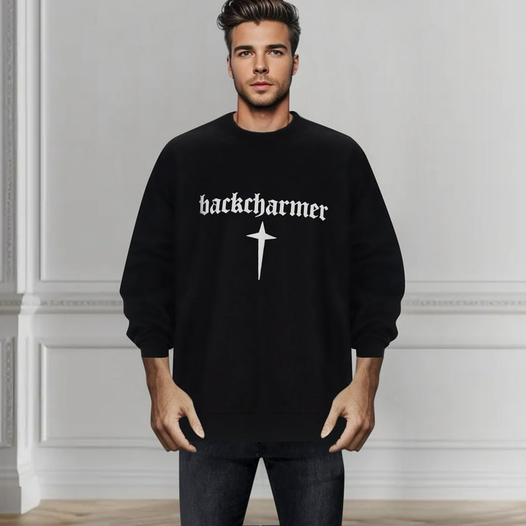 Mens Sweatshirt Custom Logo Embroidery Oversized Blank Crew Neck Drop Shoulder Hoodless Hoodie Walmart