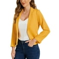 thumbnail image 4 of BLAZER CHIC para Mujeres, Abierto al Frente, Ideal para el Trabajo, Chaqueta de Traje Corta de Verano, Amarillo Oscuro, Talla XS, 4 of 6