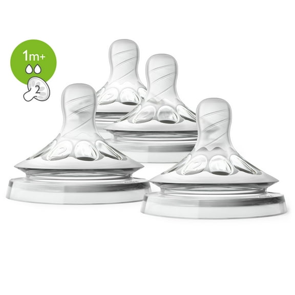 Philips Avent Natural Baby Bottle Slow Flow Nipple, 1M , 4pk, SCF652/43