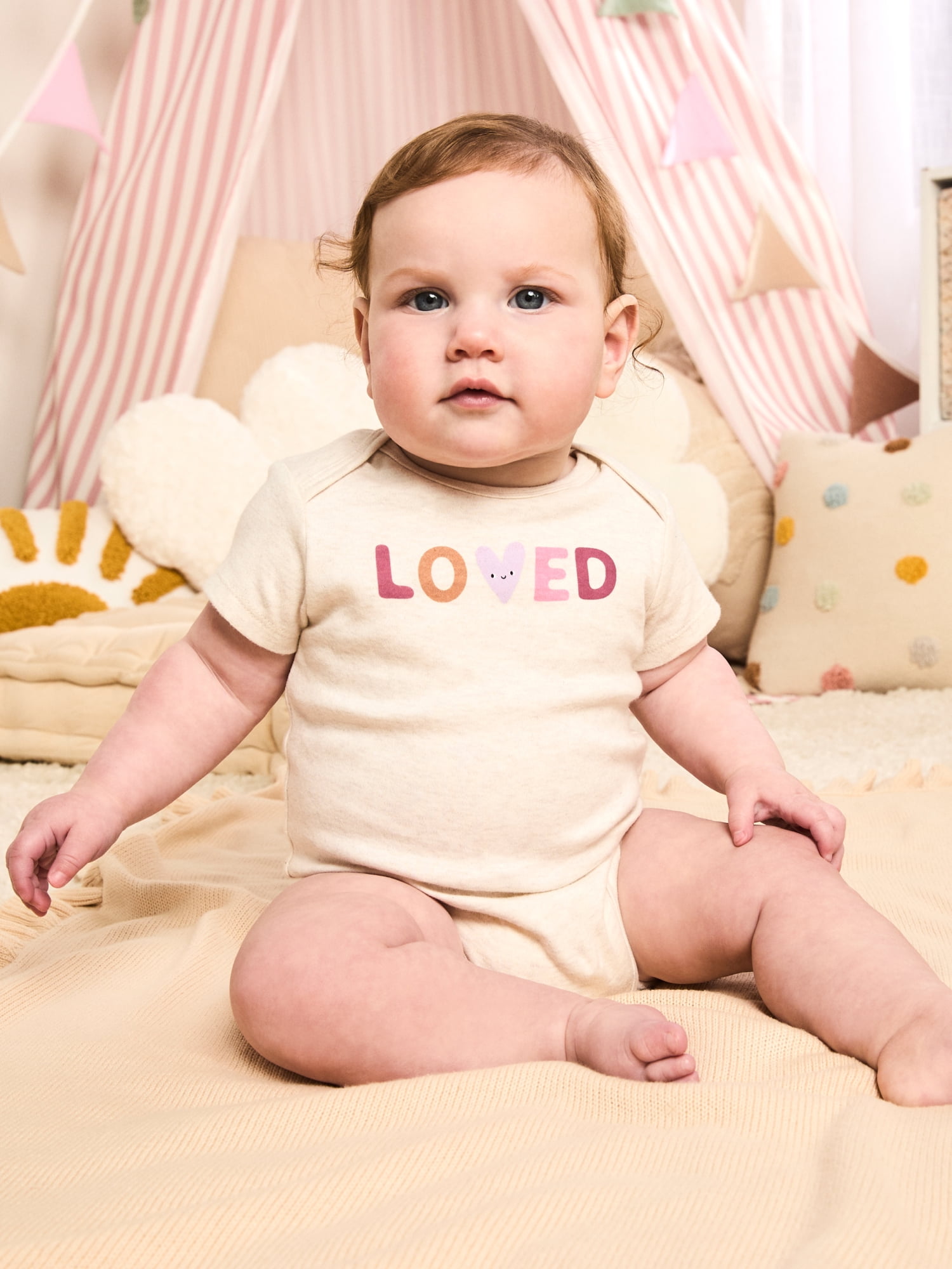 Garanimals Newborn & Baby 100% Cotton Short Sleeve Bodysuits, Sizes 0–18M, 5-Pack
