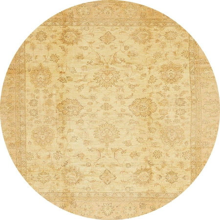 

Ahgly Company Indoor Round Abstract Mustard Yellow Area Rugs 7 Round