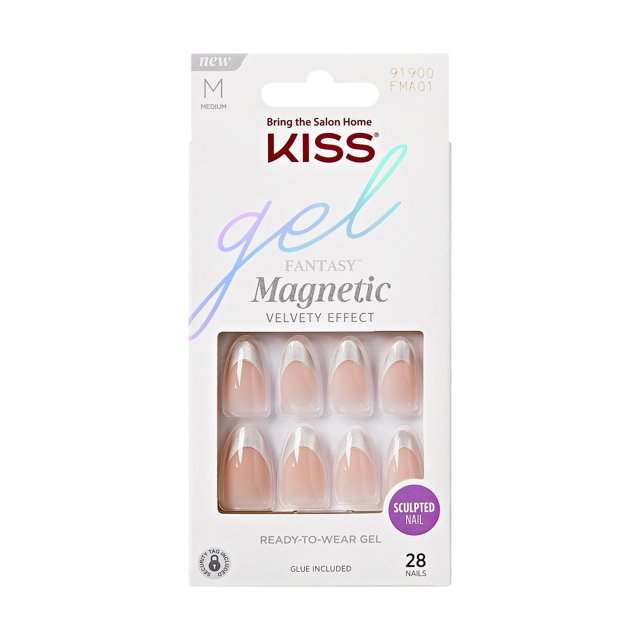 Uñas prensadas KISS Gel Fantasy North Coast de color plateado claro