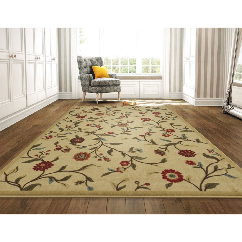 Ottomanson Ottohome Floral Rug, Beige, 5'X6'6"
