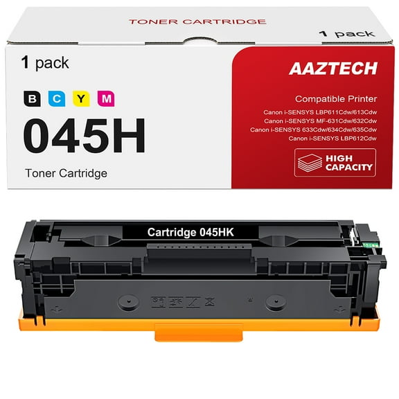 1-Pack Compatible 045H Toner Cartridge with Chip for Canon 045H Color imageCLASS MF634Cdw MF632Cdw imageCLASS LBP612Cd Printer (Black)