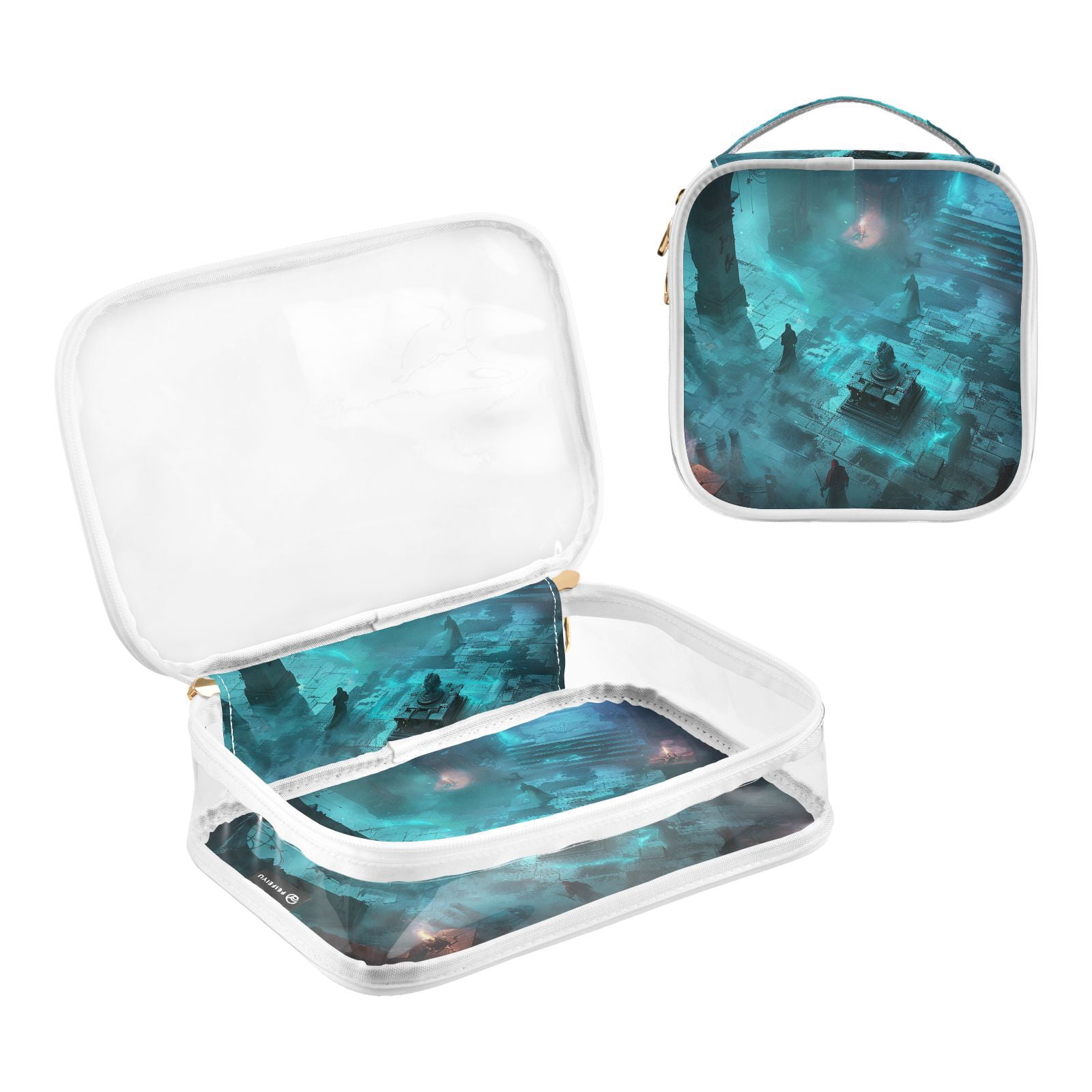Clear Makeup Bags with Handle Large Opening 2 Pack Set Toiletry Bag Quart Size Bag, for Women Man Traveling Travel Essentials, Toiletries and Other. Game Graphic Capture