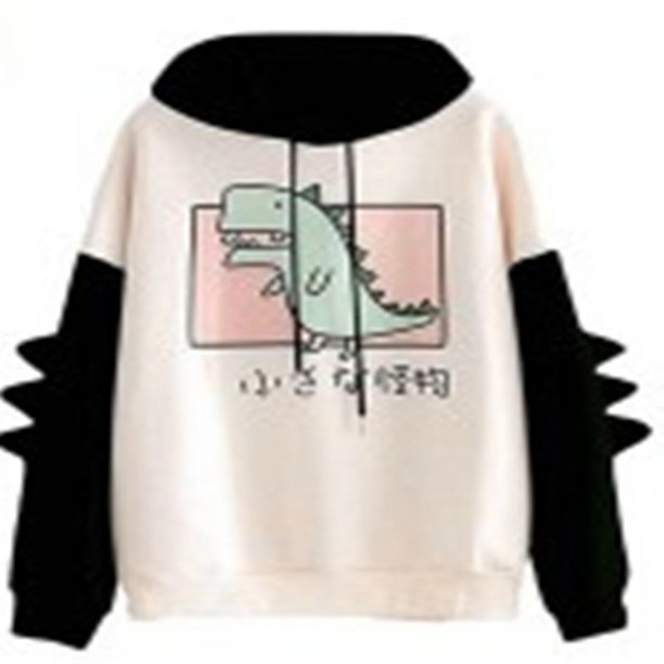 Sudadera de dinosaurio para mujer de manga larga con capucha (negro 2XL) Ndcxsfigh Para estrenar