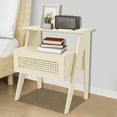 thumbnail image 2 of Bedside Table, Trapezoidal Sofa Side Table with Drawer Beige 16.92*12.2*19.68in, 2 of 14