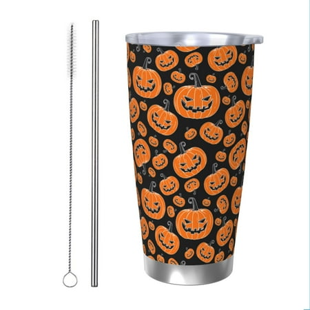 

Bingfone Halloween Pumpkins for 20 Oz Stainless Steel Travel Mug Double Wall Water Coffee Cup for Home Office Outdoor Works Great for Ice Drinks and Hot Beverage-Straw Two-piece Set