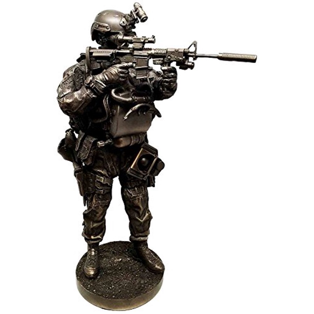 Large Modern Warfare Covert Operation Navy Seal Commando Statue Night