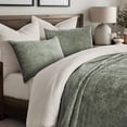 thumbnail image 4 of EVERGRACE Velvet Quilt Set Queen Size, Luxurious Soft Quilted Bedding Sets, Lightweight Velvet Comforter for All Season, Striped Channel Bedspread Coverlet with 2 Shams, Thyme Green, 4 of 8