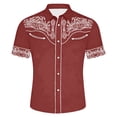 thumbnail image 4 of CONZONE Mens Buttons Down Shirts Short Sleeve Shirts for Men Trendy Western Cowboy Graphic Lapel Soft Lightweight Tops, 4 of 4