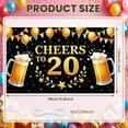 thumbnail image 2 of Golden Theme 20th Birthday Banner Beer Mug Design Cheers Celebration Display Star Pattern Confetti Elements Beer Party Backdrop for 20th Birthday Party Adult Celebration Friends Gathering, 2 of 5